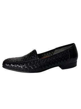 Naturalizer Sammy Black Leather Slip-On Flats Loafers Woven Women's Size 8N